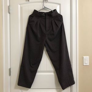 DARK BROWN PLAID TROUSERS